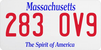 MA license plate 283OV9