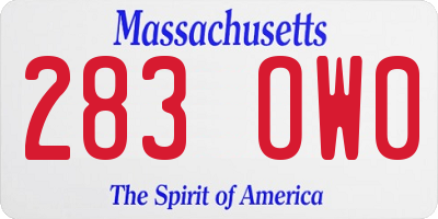 MA license plate 283OW0