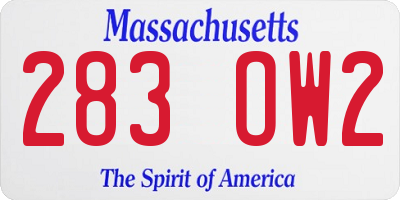 MA license plate 283OW2