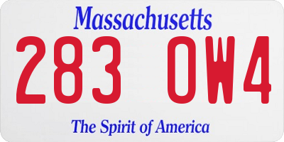 MA license plate 283OW4