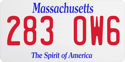MA license plate 283OW6