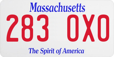 MA license plate 283OX0