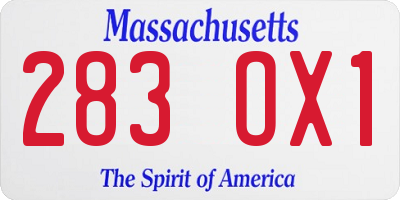 MA license plate 283OX1