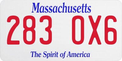 MA license plate 283OX6