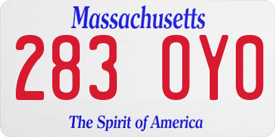 MA license plate 283OY0