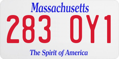MA license plate 283OY1
