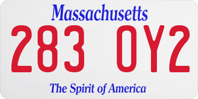 MA license plate 283OY2
