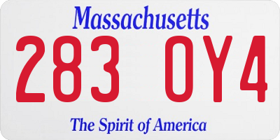 MA license plate 283OY4