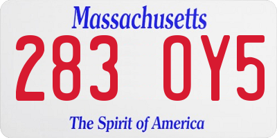 MA license plate 283OY5