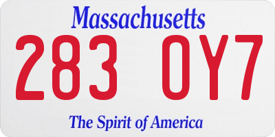 MA license plate 283OY7