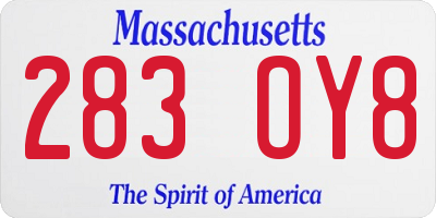 MA license plate 283OY8