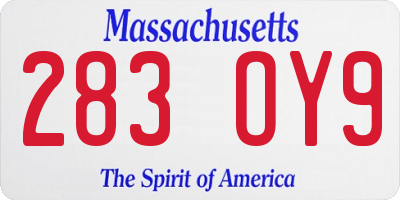 MA license plate 283OY9