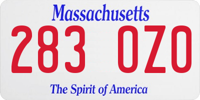 MA license plate 283OZ0