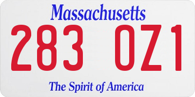 MA license plate 283OZ1