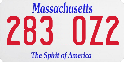 MA license plate 283OZ2