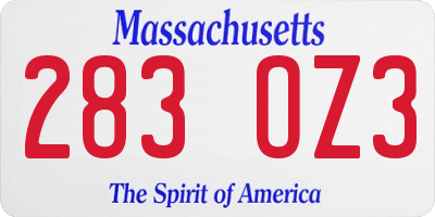 MA license plate 283OZ3