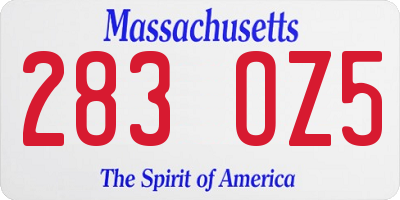 MA license plate 283OZ5