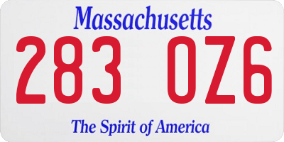 MA license plate 283OZ6