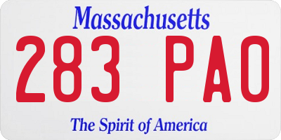 MA license plate 283PA0