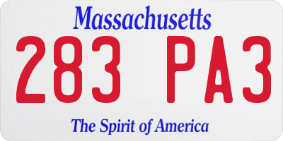 MA license plate 283PA3