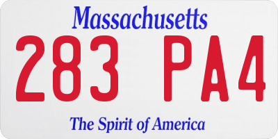 MA license plate 283PA4