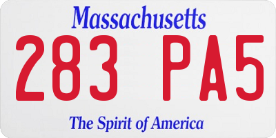 MA license plate 283PA5