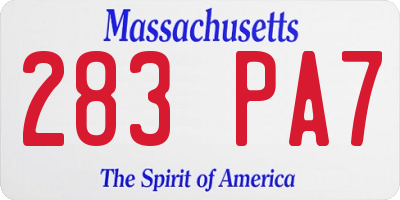 MA license plate 283PA7