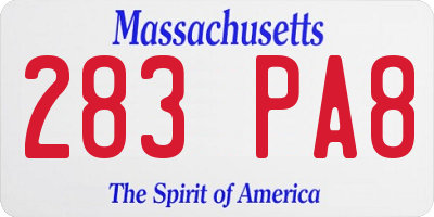 MA license plate 283PA8