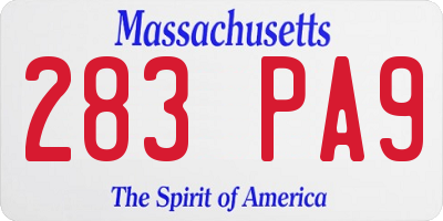 MA license plate 283PA9