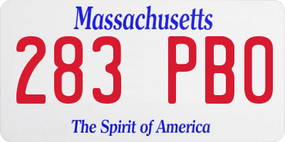 MA license plate 283PB0