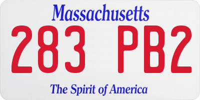 MA license plate 283PB2