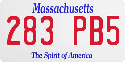 MA license plate 283PB5