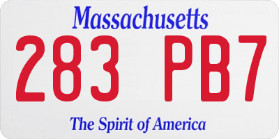 MA license plate 283PB7