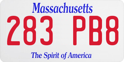 MA license plate 283PB8