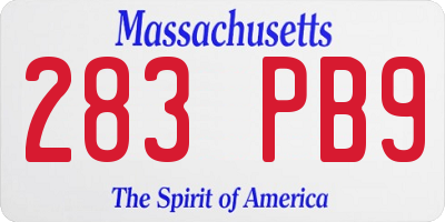 MA license plate 283PB9