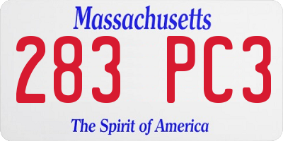 MA license plate 283PC3