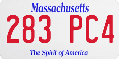 MA license plate 283PC4
