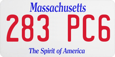 MA license plate 283PC6