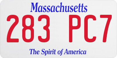 MA license plate 283PC7