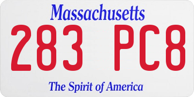 MA license plate 283PC8