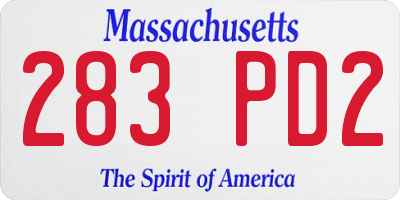 MA license plate 283PD2