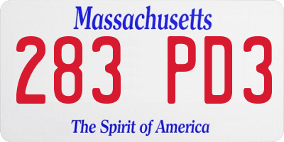 MA license plate 283PD3