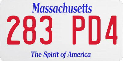 MA license plate 283PD4