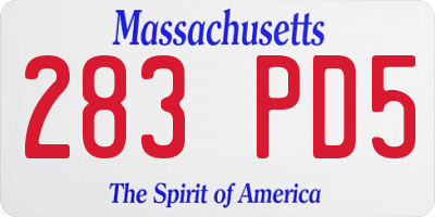 MA license plate 283PD5