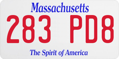 MA license plate 283PD8