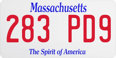 MA license plate 283PD9