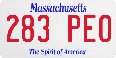 MA license plate 283PE0