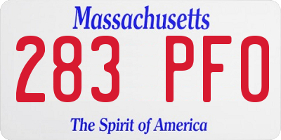 MA license plate 283PF0