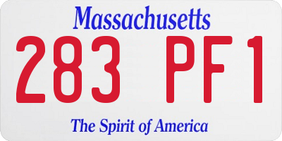 MA license plate 283PF1