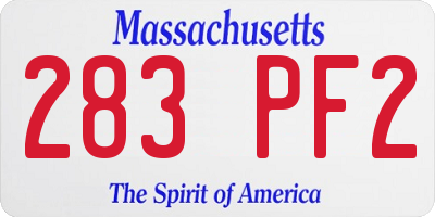 MA license plate 283PF2